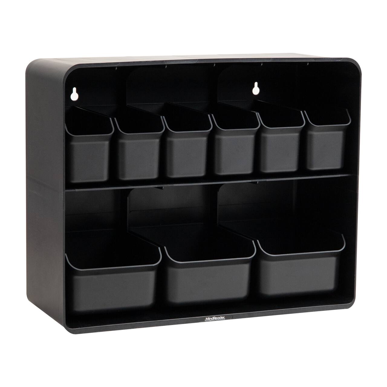 Mind Reader 18" x 7" x 14" Black Two-Tier Countertop Snack Organizer with Removable Bins